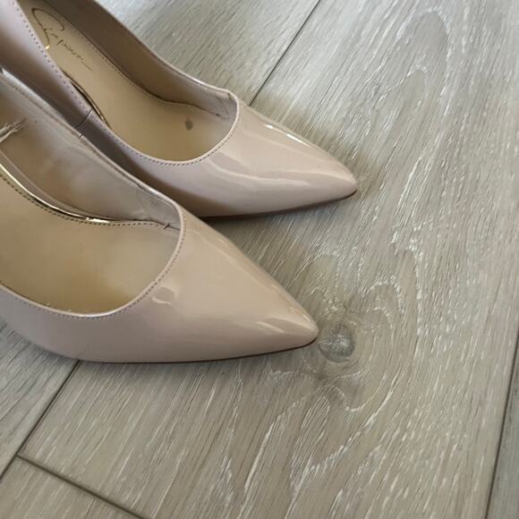 Jessica Simpson 'Oravia' Women's 7.5 Nude Patent Pump Heel Pointed Toe - Picture 8 of 10